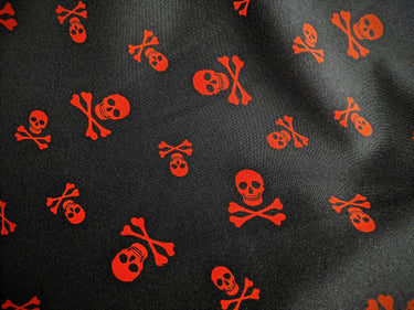 Black And Red Skull Crossbone Bi-Stretch Fabric, Halloween Fabric, Sewing Fabric